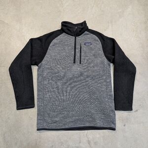 Patagonia Better Sweater Mens M Black Gray 1/4 Zip Pull Over
